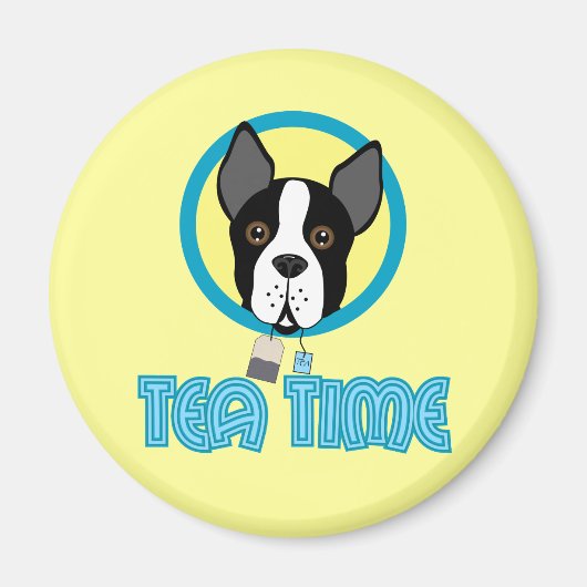 Boston Terrier Tea Party Magneet (Voorkant)