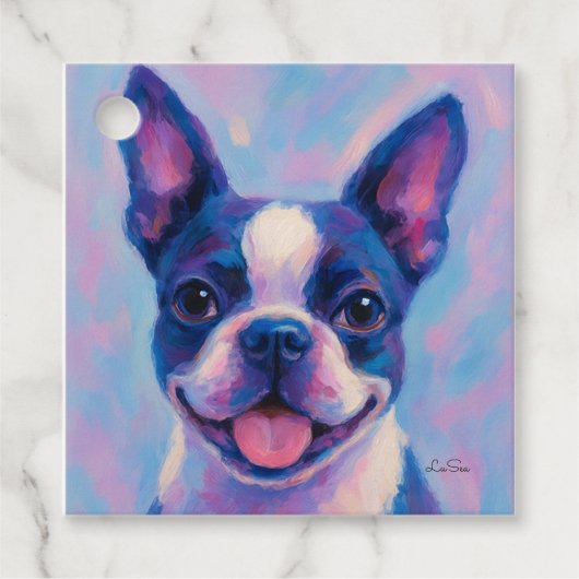 Boston Terrier Tea Party servetten Bedankjes Labels (Voorkant)