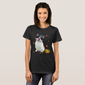 Boston Terrier Thanksgiving Costume Pilgrim Turkey T-shirt (Voorkant volledig)