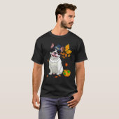 Boston Terrier Thanksgiving Costume Pilgrim Turkij T-shirt (Voorkant volledig)