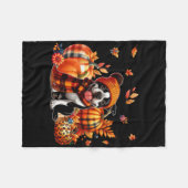 Boston Terrier Thanksgiving Leopard Pumpkins Herfs Fleece Deken (Voorkant (Horizontaal))