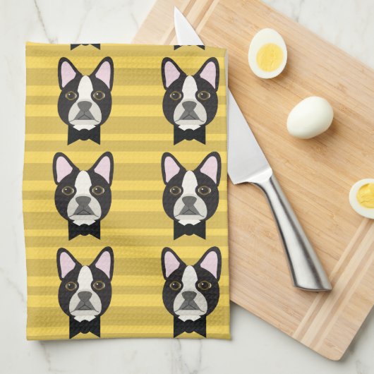 Boston Terrier Theedoek (Quarter Fold)