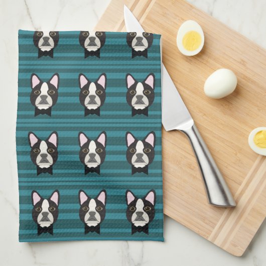 Boston Terrier Theedoek (Quarter Fold)