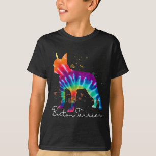Boston Terrier Tie Dye Rainbow Hondenliefhebber T-shirt