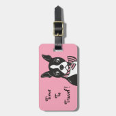Boston Terrier Time to Travel Pink Bagagelabel (Voorkant verticaal)