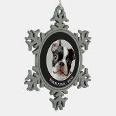 Boston Terrier Tin Sneeuwvlok Ornament (Links)