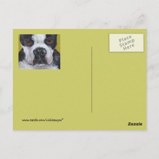 Boston Terrier & titmouse briefkaart (Achterkant)