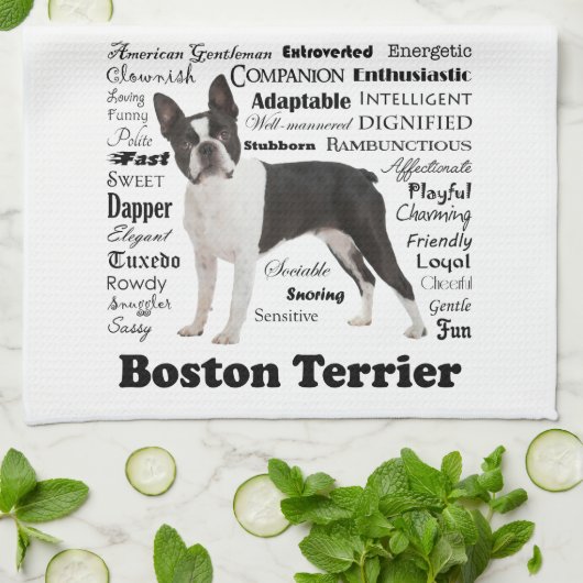 Boston Terrier Traits Kitchen Towel Theedoek (Gevouwen)