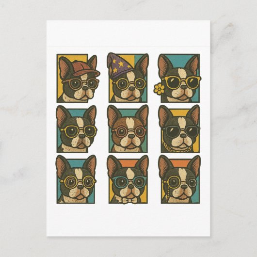 Boston Terrier Trendsetters Briefkaart (Voorkant)