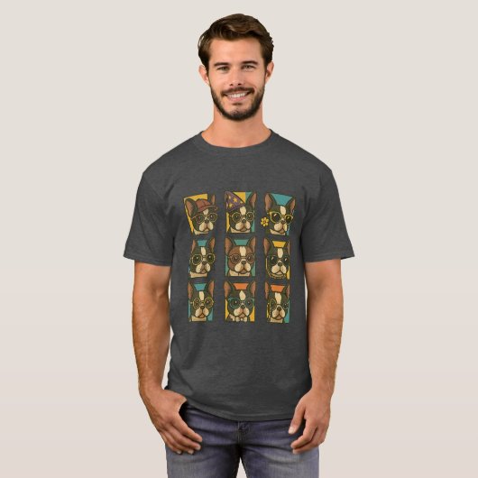 Boston Terrier Trendsetters T-shirt (Voorkant volledig)