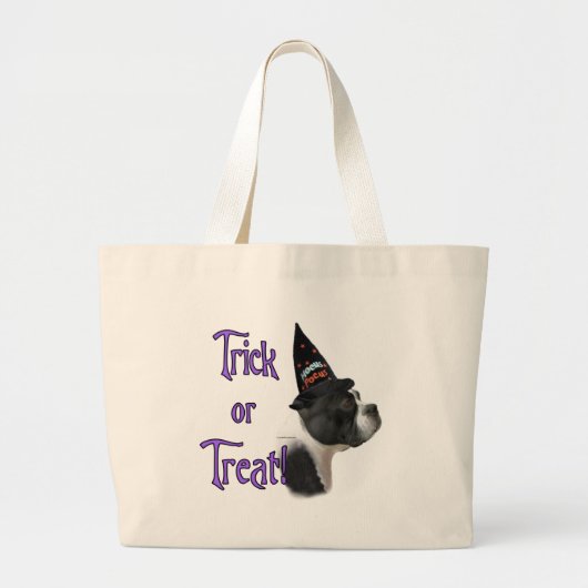 Boston Terrier Trick Grote Tote Bag (Voorkant)