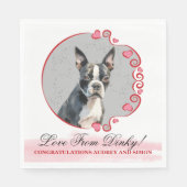 Boston Terrier Trouwservetten Met Honden Foto Servet (Voorkant)