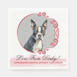 Boston Terrier Trouwservetten Met Honden Foto Servet