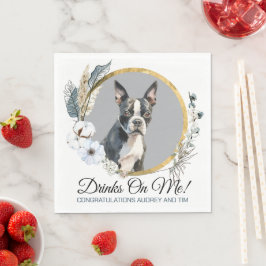 Boston Terrier Trouwservetten Met Honden Foto Servet