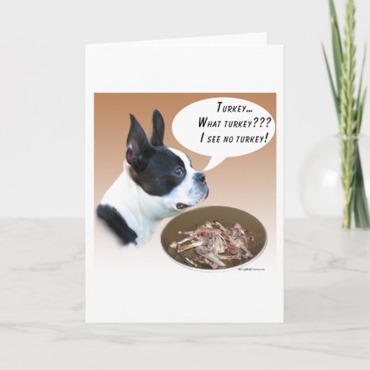 Boston Terrier Turkije Feestdagen Kaart (Voorkant)