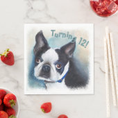 Boston Terrier Turning 12 Party Servet (Insitu)