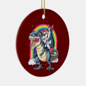 Boston Terrier Unicorn Riding Dinosaur Keramisch Ornament (Rechts)
