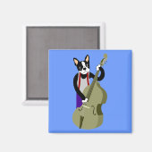 Boston Terrier Upright Bass Player Magneet (Voorkant / Achterkant)