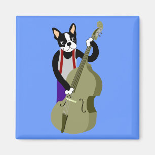Boston Terrier Upright Bass Player Magneet