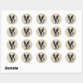 Boston Terrier v3 Ronde Sticker (Vel)