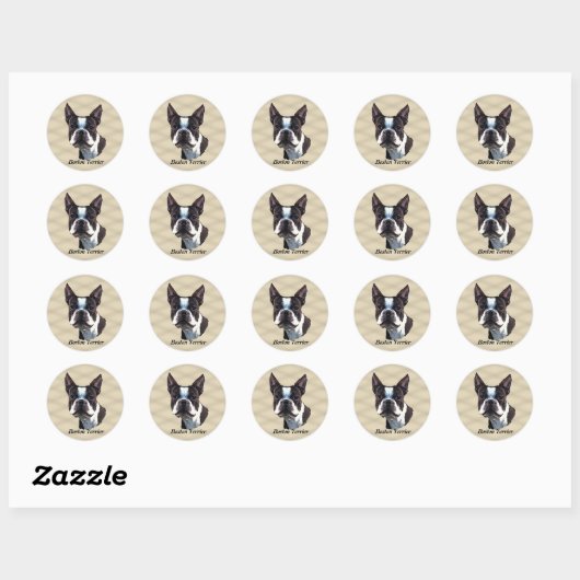 Boston Terrier v3 Ronde Sticker (Vel)