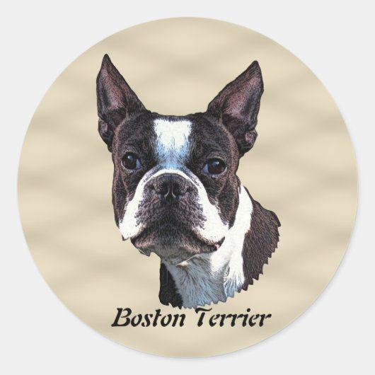 Boston Terrier v3 Ronde Sticker (Voorkant)