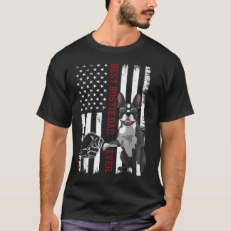 Boston Terrier Vader Hond Amerikaanse Vlag Bostie  T-shirt
