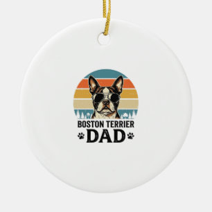 Boston Terrier Vader Vintage Hondenliefhebber Ontw Keramisch Ornament