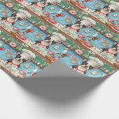 Boston Terrier Vakantie Bakken: Feestelijke Kerstm Cadeaupapier (Hoek)