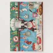 Boston Terrier Vakantie Bakken: Feestelijke Kerstm Legpuzzel (Verticaal)