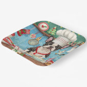 Boston Terrier Vakantie Bakken: Feestelijke Kerstm Papieren Bordje (Gebogen)