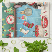 Boston Terrier Vakantie Bakken: Feestelijke Kerstm Theedoek (Gevouwen)