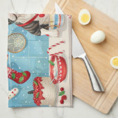 Boston Terrier Vakantie Bakken: Feestelijke Kerstm Theedoek (Quarter Fold)