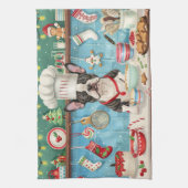 Boston Terrier Vakantie Bakken: Feestelijke Kerstm Theedoek (Verticaal)