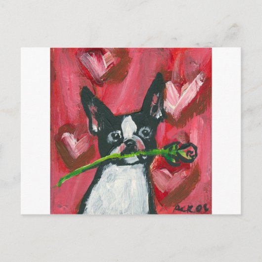 Boston Terrier Valentijn Be Mine Heart Feestdagenkaart (Voorkant)