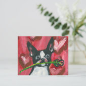 Boston Terrier Valentijn nam toe Feestdagenkaart (Staand voorkant)