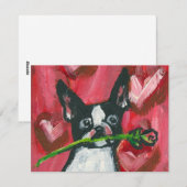 Boston Terrier Valentijn nam toe Feestdagenkaart (Voorkant / Achterkant)