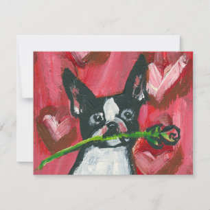 Boston Terrier Valentijn nam toe Feestdagenkaart