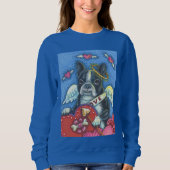 Boston Terrier, VALENTIJN SWEATSHIRT Royal (Voorkant)