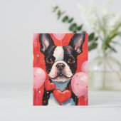 Boston Terrier Valentijnsdag Briefkaart (Staand voorkant)