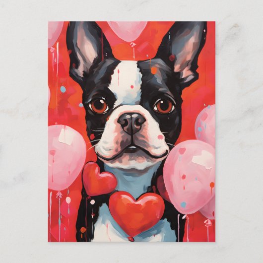 Boston Terrier Valentijnsdag Briefkaart (Voorkant)