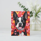Boston Terrier Valentijnsdag Briefkaart (Staand voorkant)