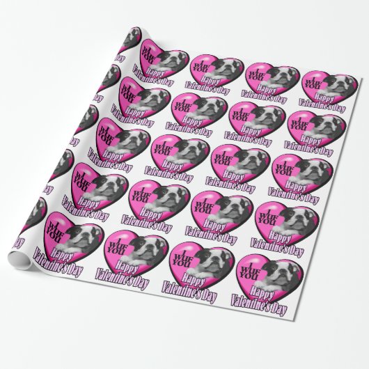 Boston Terrier Valentijnsdag Cadeaupapier (Uitgerold)