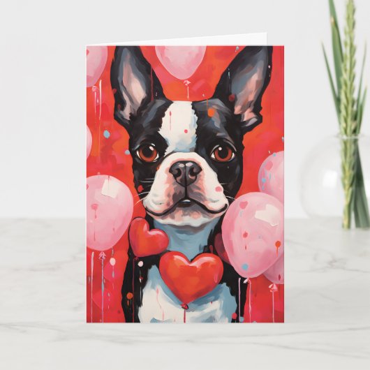 Boston Terrier-Valentijnsdag Kaart (Voorkant)