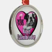 Boston Terrier Valentijnsdag Metalen Ornament (Rechts)