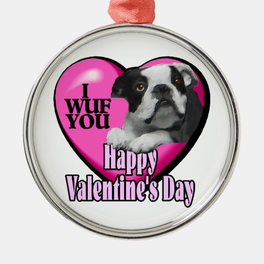 Boston Terrier Valentijnsdag Metalen Ornament (Voorkant)