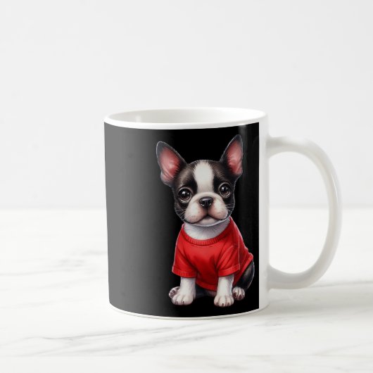 Boston Terrier Valentijnsdag Rode Hart Liefde Pupp Koffiemok (Rechts)