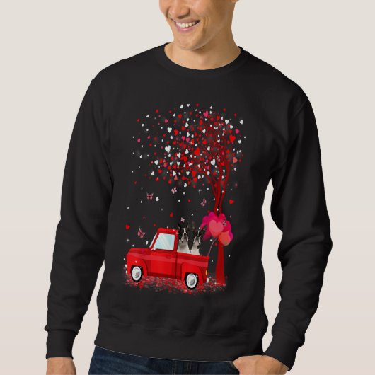 Boston Terrier Valentines Day Gifts Dogs Red Truck Trui (Voorkant)