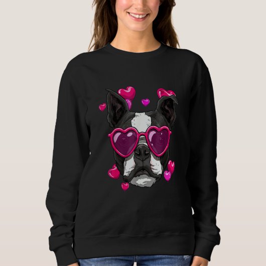 Boston Terrier Valentines Day Heart Dog Trui (Voorkant)
