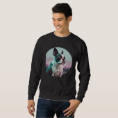 Boston Terrier Vaporwave Retrowave Esthetiek Trui (Voorkant volledig)